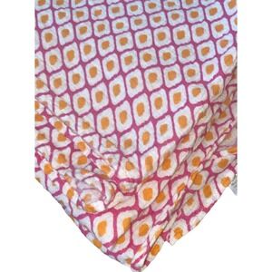 Hudson Bay Swaddle Blanket Baby 46x46 Pink Orange Geometric Cotton Muslin